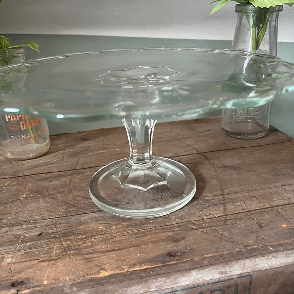 Vintage Indiana glass teardrop pedestal cake stand