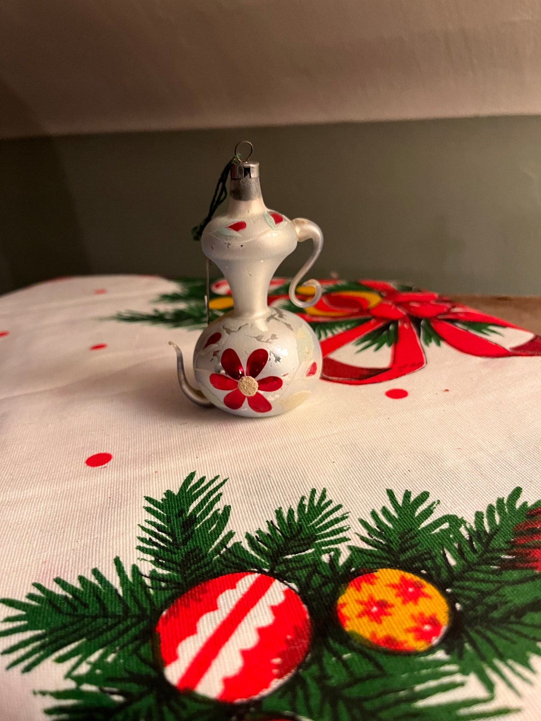 Vintage Mercury Glass Teapot Ornament Etsy