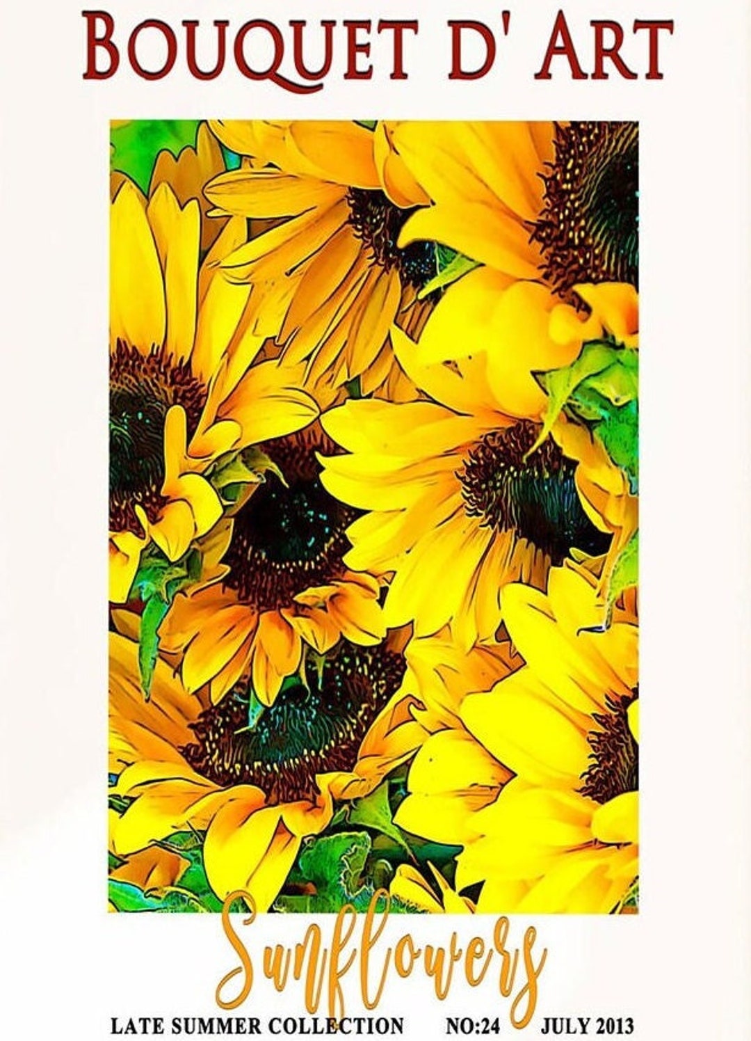 Gallery of 9 Sunflower Prints From Bouquet D'art Gallery Etsy