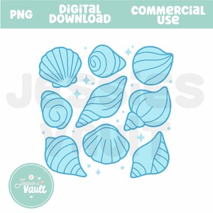 Coquillages PNG, téléchargement numérique, autocollant tendance drôle Tshirt Mug, conceptions d'aimants, santé mentale, positivité, été, fille de plage