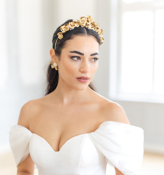 Athena Flower Crown Athena Boho Flower Crown, Ivory Peony Flower Girl Halo  main image 2