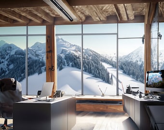Ski Lodge Office - Instant Download High-Quality Teams or Zoom Virtual Background for Remote and Work From Home Professionals