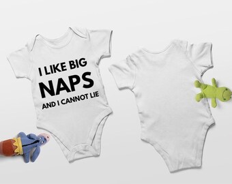 I Like Big Naps And  I Cannot Lie Newborn Date of birth Babygrow, Baby shower Baby Vest, Baby Grow Baby Announcement