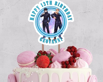 Jujutsu Kaisen Editable Birthday Cake Topper Custom Cake Topper Canva Editable Cake Topper Jujutsu Kaisen Birthday Decorations
