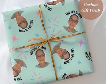 Custom Birthday Gift Wrap Personalized Photo Gift Paper for Party Wrapping Paper for Unique Gift Wrap for Birthday Funny Holiday Wrap Gift