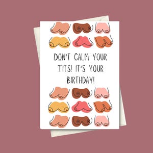 Carte d'anniversaire amusante Modèle PDF en téléchargement numérique Téléchargement instantané Illustration du sein Corps positif pour femme Cadeau Humour adulte Anniversaire amusant