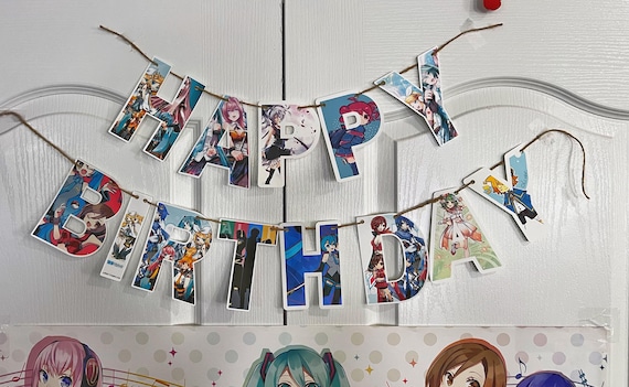 Hatsune Miku Editable Birthday Banner Vocaloid Party Decor Anime Happy Birthday Sign Miku Birthday Decor for Party Printable Birthday Banner
