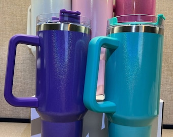Vaso térmico de acero inoxidable con purpurina holográfica de 40 oz (LISTO PARA ENVÍO)