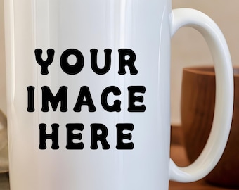 Taza de cerámica personalizada de 15 oz / Taza de café personalizada con su foto, logotipo o diseño / Regalo para él, ella, amigos y familiares, promoción empresarial