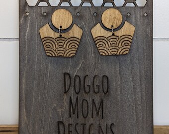 Geometric Engraved Wood Earrings – Customizable Style