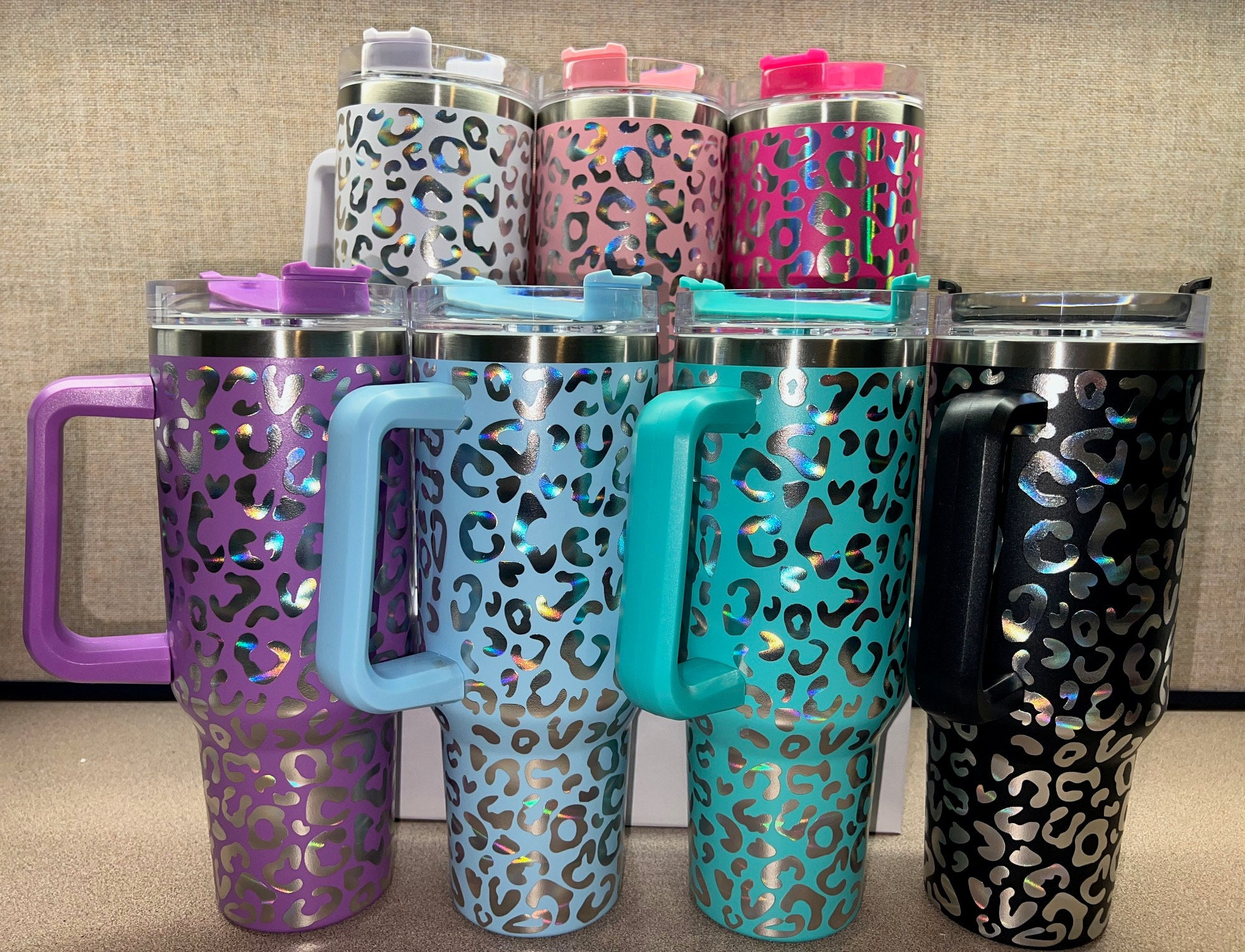 40oz Sublimation Shimmer Tumbler, Top Metal Rim With Removable Handle 