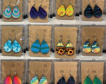 Custom Teardrop Earrings - 120+ Design Options - Photo Earrings - Double-sided Earrings - Clip-on Earring Option Available