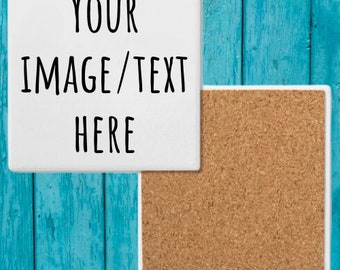 Personalized Custom Ceramic Tile Coasters - Photo Coasters - Engraved Coasters - Map Location Coasters - Name Date Coaster - Memory Coaster