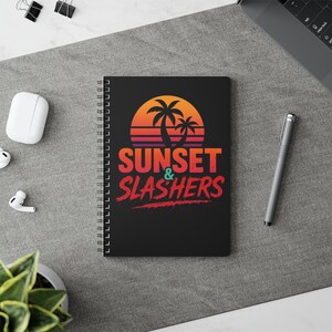 Sunset & Slashers Notebook, Spiral Journal for Writing, , Blank Horror Journal, Notebook for Bullet Journaling, Gift for Horror Lovers