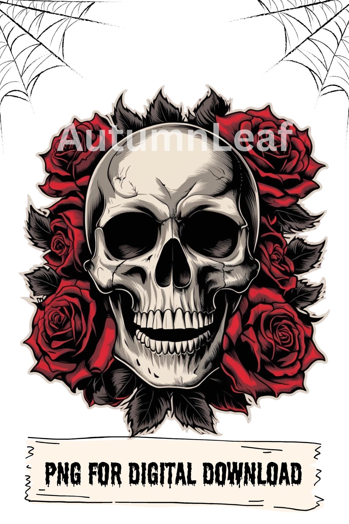 Skull & Roses PNG Digital Download | Vintage Floral Artwork, Craft ...
