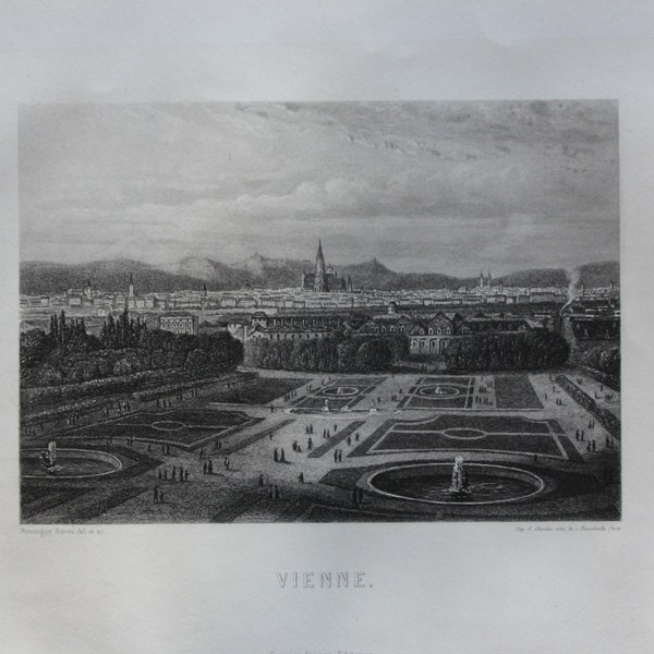 1876,  Wien, Österreich, Vienna, Austria, antique detailed steelengraving