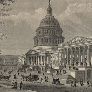 1886, Capitol, Washington antique  woodengraving