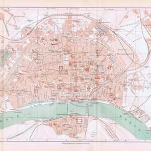 1905, Köln, Keulen, germany, originele antieke kaart uit 1905, Meyers