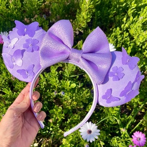 Minnie Maus inspiriert Ohren, Schmetterling Stirnband, Freizeitpark Stirnband, Maus Ohren, lila, Glitzer Bogen, magisch, Isabella Madrigal inspiriert