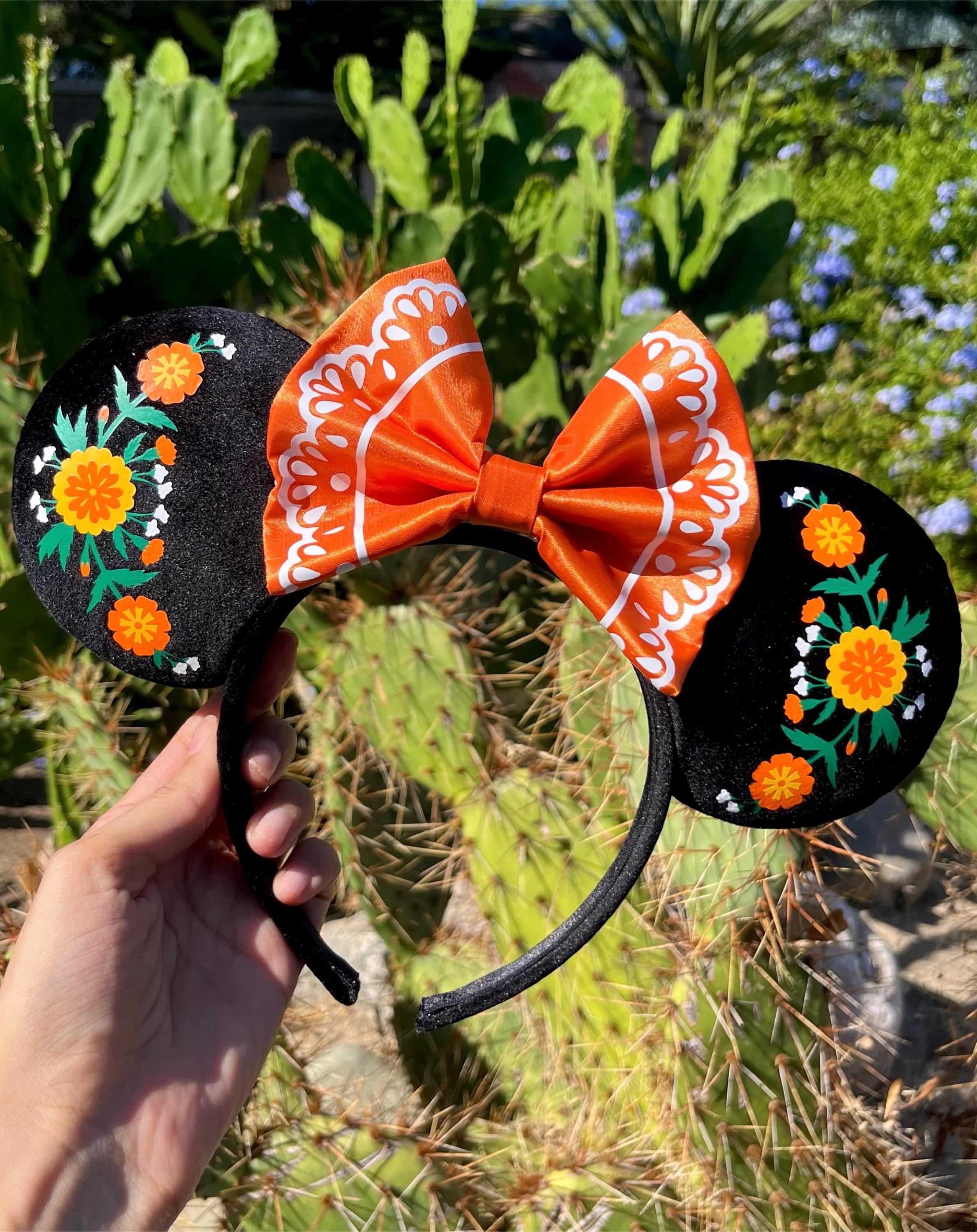 DISNEY Parks Minnie Mouse Coco Ears Floral Bow One Size Disney Parks Ear Headband - Coco Day of the Dead Diá De  main image 4