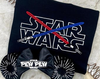 Galactic Sabers Crewneck, Star Wars Inspired Sweater, Machine Embroidery, Galaxy's Edge Inspired, May The Force, May The Fourth