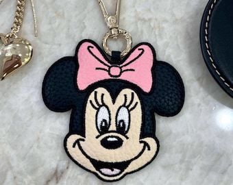 Mrs. Mouse Bag Charm, Mr. Mouse Bag Charm, Purse Charm, Minnie Mouse Inspired, Mickey Mouse Inspired, Faux Leather Bag Charm, Embroidery