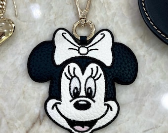 Mrs. Mouse Bag Charm, Mr. Mouse Bag Charm, Purse Charm, Minnie Mouse Inspired, Mickey Mouse Inspired, Faux Leather Bag Charm, Embroidery