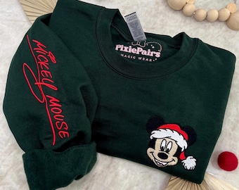 Christmas Autograph Crewneck Mr. Mouse, Mickey Mouse Inspired, Christmas Sweater, Santa, Sensational Six Inspired, Holidays, Embroidered