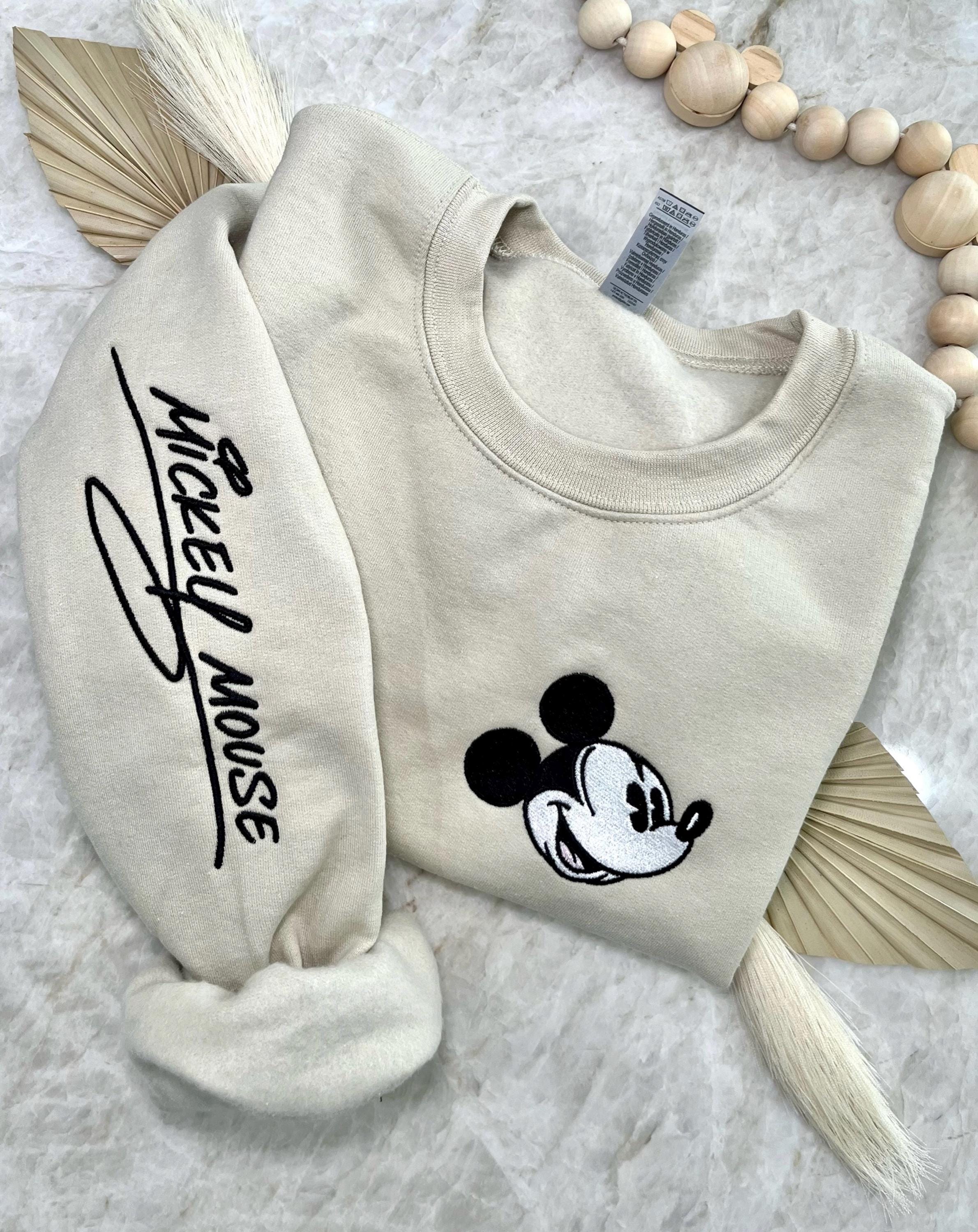 Mickey Mouse Inspired Autograph Crewneck, Embroidered Sweater, Sleeve Embroidery, Character Sweater, Signature, Magical Crewneck