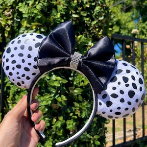 Dalmatian Inspired Mouse Ears, Cruella De Vil Inspired Mouse Ears, Minnie Mouse Inspired, Theme Park, Halloween, Villain