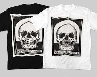 Memento Mori Black & White Skull T-Shirt, Stoic Mortality Unisex Shirt, Short Sleeve Shirt, Size S M L XL, Black Shirt, White Shirt