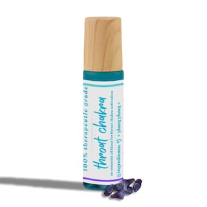 Throat Chakra Essential Oil Roller | Clear Communication Aromatherapy Blend | Crystal-Infused Wellness Roller | Voice & Expression Support