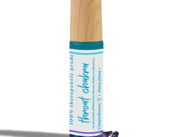 Throat Chakra Essential Oil Roller | Clear Communication Aromatherapy Blend | Crystal-Infused Wellness Roller | Voice & Expression Support