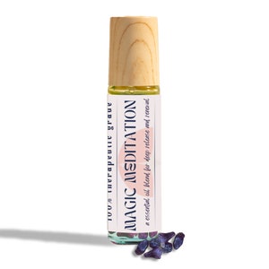 Mezcla de aceites esenciales de meditación orgánica: Rollo de aromaterapia con infusión de cristales