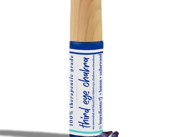 Third Eye Chakra Essential Oil Roller | Intuition And Clarity Aromatherapy Blend | Crystal-Infused Roller | Mindfulness & Focus Support