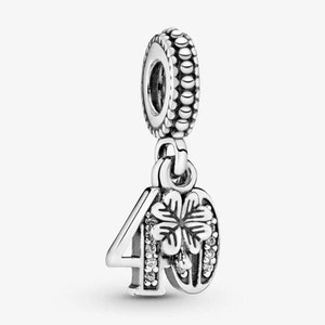 Sterling Silver 40th Birthday Charm, Pandora Style