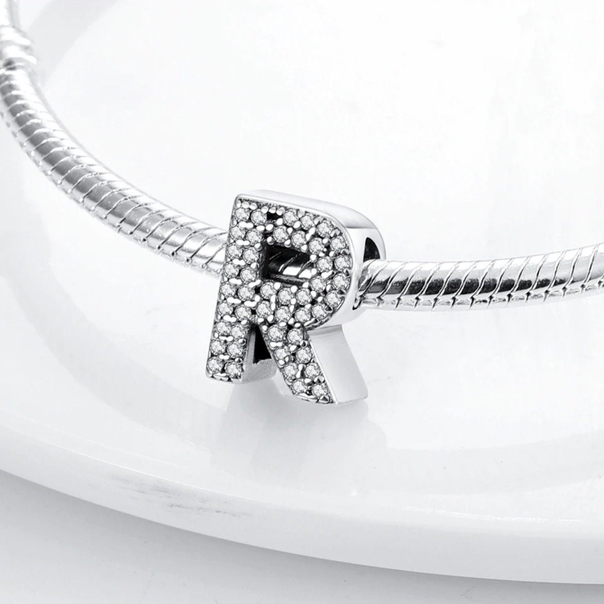 Pandora Style Initial Charms, Name, Letter, Beautiful Sparkly Detail