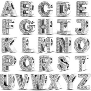 Pandora Style Initial Charms, Name, Buchstabe, schönes funkelndes Detail, Geschenk für sie, Freundin, Mutter, Schwester, Tochter, funkelnder Diamantstecker