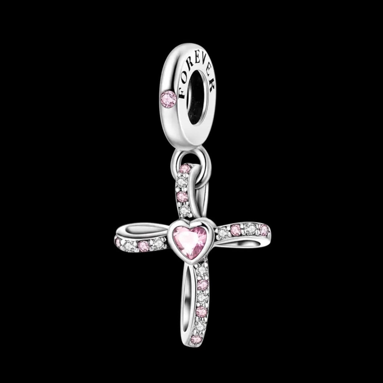 Pandora Style Jesus Cross Charm Pink Sparkly Cross Gift for Her Mum Sister Nan Wife 925 Sterling Silver Charm beautiful Detail Etsy UK