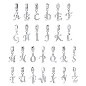 Pandora Style Initial Charms, Name, Buchstabe, schönes funkelndes Detail, Geschenk für sie, Freundin, Mutter, Schwester, Tochter, funkelnder Diamantstecker