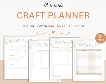 Craft Project Planner Printable, DIY Organizer (A4, A5, US Letter)