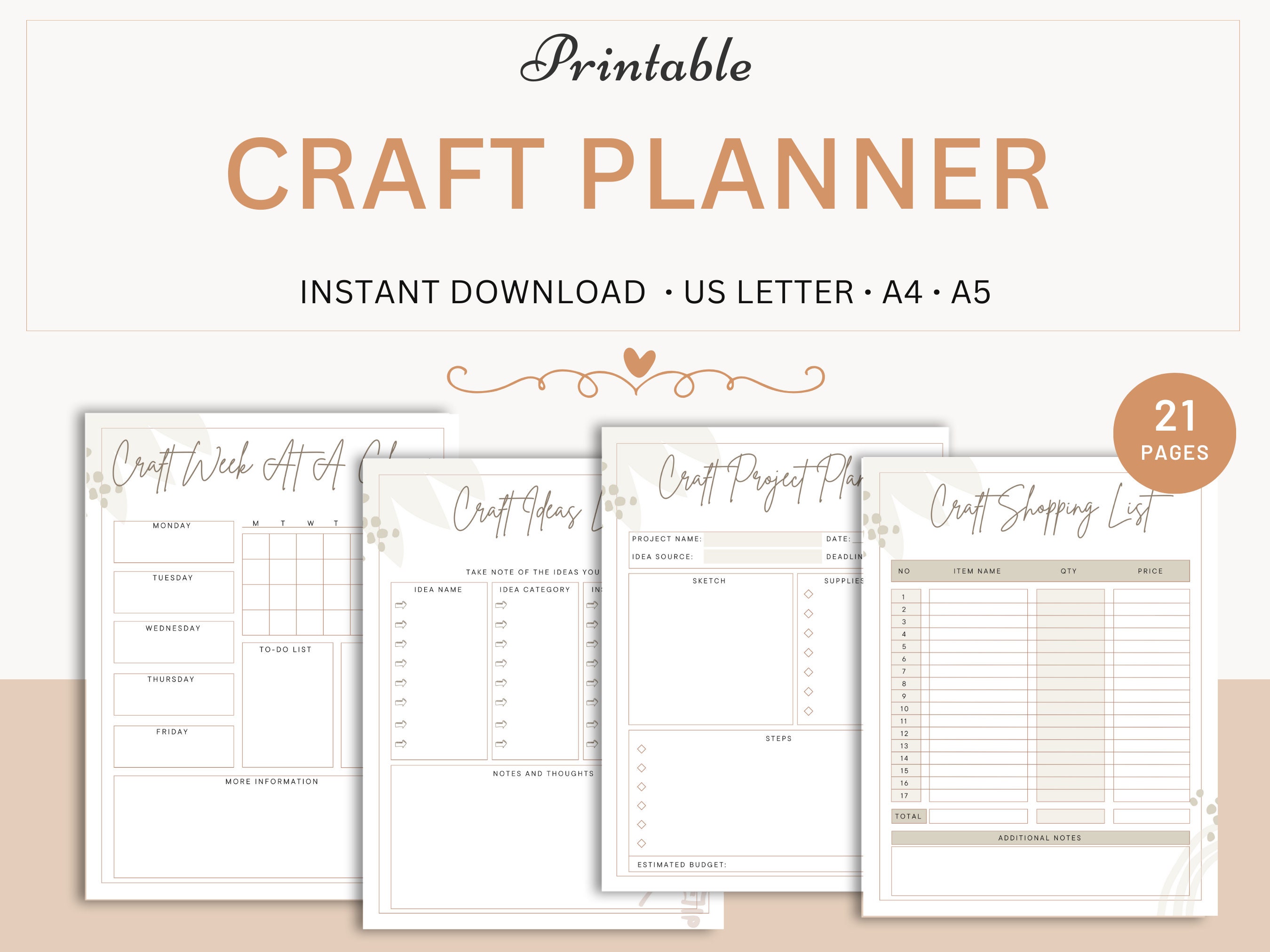 Printable Embroidery Planner Stitching Project Organizer 