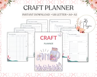 Printable DIY Craft Planner: Project Organizer (A4, A5, Letter)