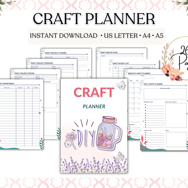 Printable Craft Planner: Streamline Your DIY Projects, Planner for Handmade Crafts | Instant Download | A4, A5, Letter Size