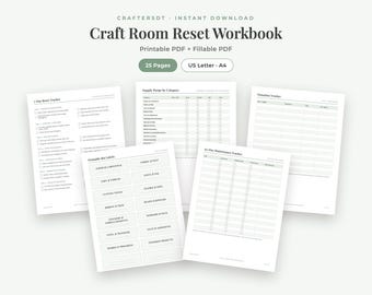 Lista de verificación para reorganizar el cuarto de manualidades / Cuaderno de trabajo imprimible para ordenar y organizar / Transformación en 7 días, depuración de suministros, registro de donaciones, etiquetas para contenedores