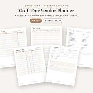 Printbare planner voor standhouders op een ambachtsbeurs | Checklist voor ambachtsbeurzen, verkoopoverzicht, standplanner | Invulbaar PDF-bestand, direct te downloaden