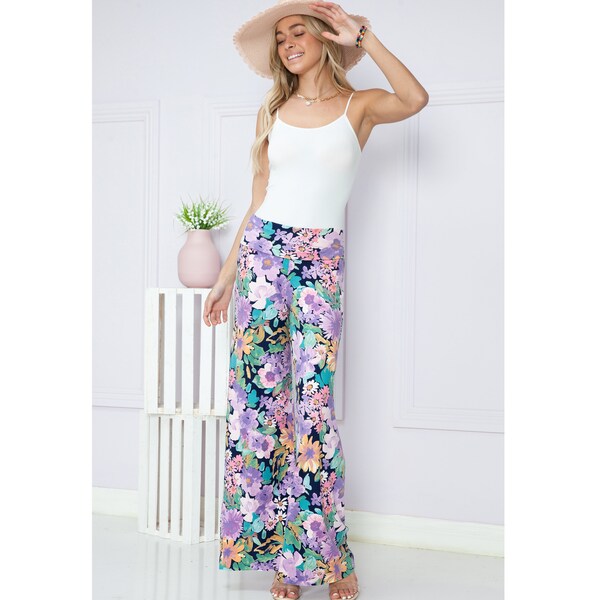 BLOSSOM - Retro Floral Palazzo Trousers main image 1