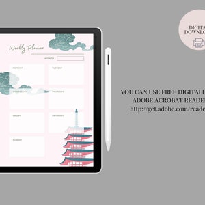 Weekly Planner PDF Printable Japanese Minimalist Weekly - Etsy