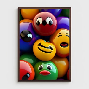 Bunte Emojin-Gesichter: Verspielte Kinderzimmer-Dekoration (Digitaler Download)