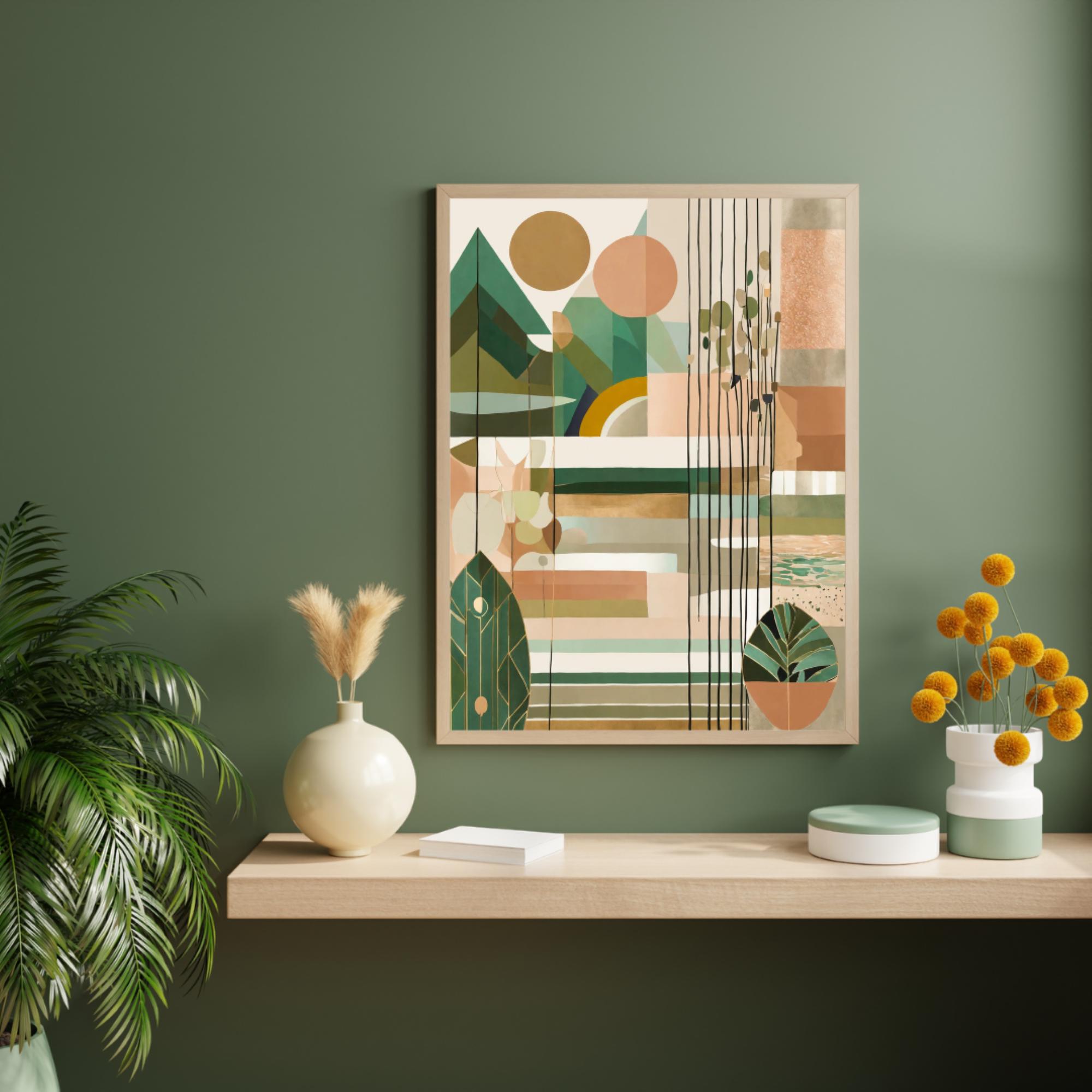 Mid Century Modern Art Print | Geometric Abstract Wall Art | Digital ...